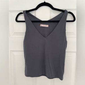 Dark Gray Crop Top V-neck